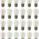 24 Pack Multicolor S14 1W LED String Light Replacement Bulb, Home Decor, Holiday, Party, Wedding, Christmas Light, Assorted