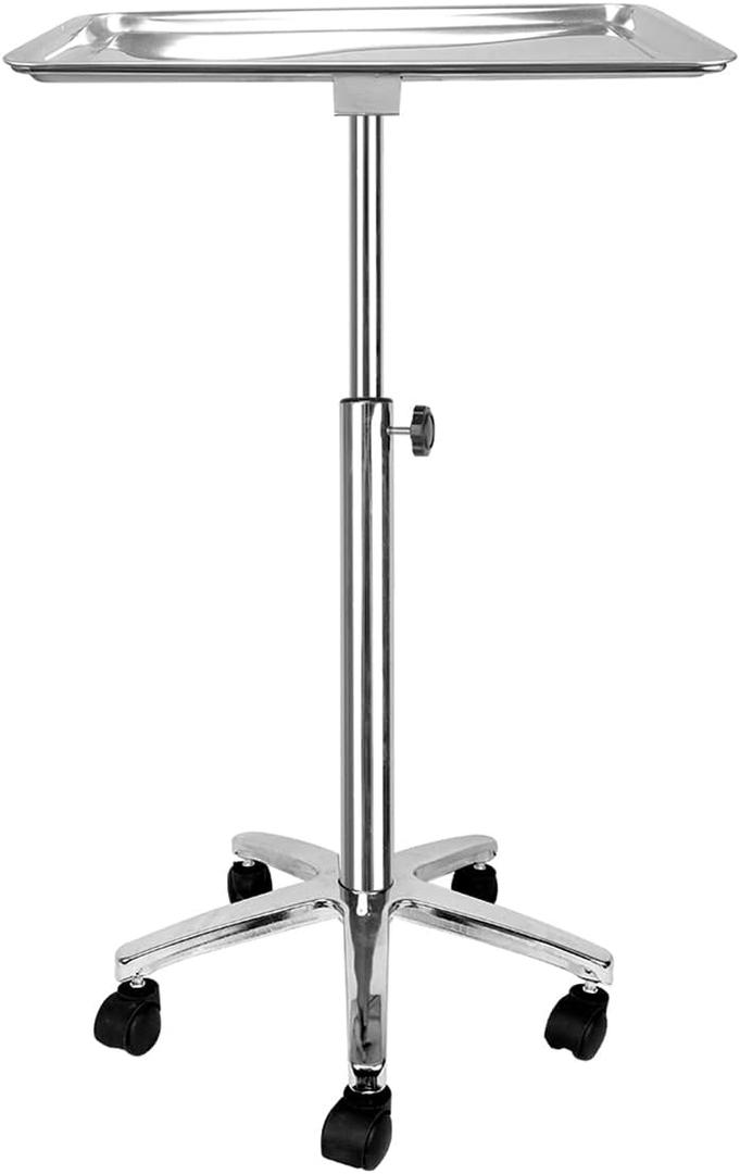Premium Metal Extra Large Salon Tray Medical Tray Mayo Stand with Wheels (style 4)