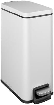 Veelesa Slim Bathroom Trash Can with Lid Soft Close, 1.6 Gallon Stainless Steel Garbage Can with Removable Inner Bucket, Durable Step Pedal, Small Trash Bins for Toilet, Bedroom, Kitchen, Office