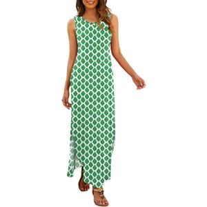 Hount Women's Casual Summer Sleeveless Dress Loose Split Maxi Dresses with Pockets, Medium