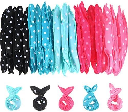 Bememo 40 Pieces Soft Curlers Hair Rollers Pillow Rollers for Hair Curlers to Sleep in Overnight Heatless No Heat for Long Short Foam Sponge Rag Large Styling Tools(Dot,Color Set 1)