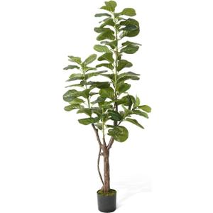 CAPHAUS Artificial Fiddle Leaf Fig Tree, 6/7 Feet in Pot with Dried Moss, for Indoor House Home Office Store, Potted Ficus Lyrata Faux Tree, Fake Plant Modern Decoration Gift for Housewarming