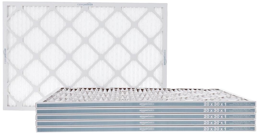 Amazon Basics 20x30x1 Air Filter 6 Pack, Merv 11 AC Furnace Filters