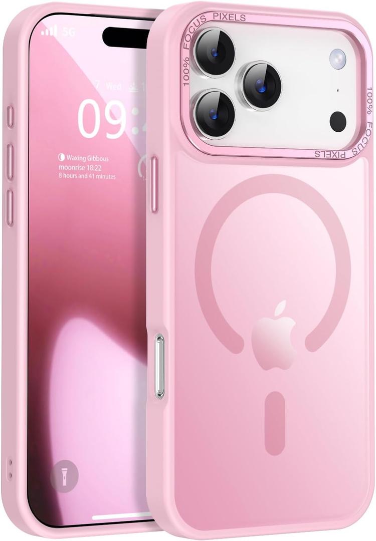 Newfuture Strong Magnetic Compatible with iPhone 17 Pro Max Case [13 FT Military Drop Protection] [Compatible with Magsafe] Translucent Matte Shockproof with Anti-Fingerprint Phone Case, Chalk Pink