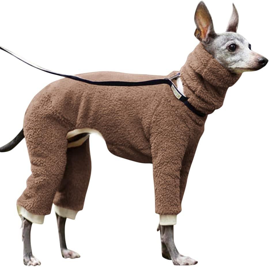 Esobo Fashion Winter Dog Warm Coat Jacket Four-Legged Neck Warm Pet Sweaters for Large Dogs Brown