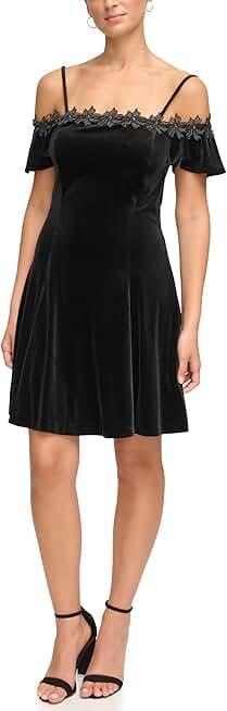 Kensie Women's Velvet Off The Shoulder Fit & Flare Mini Dress Size 14