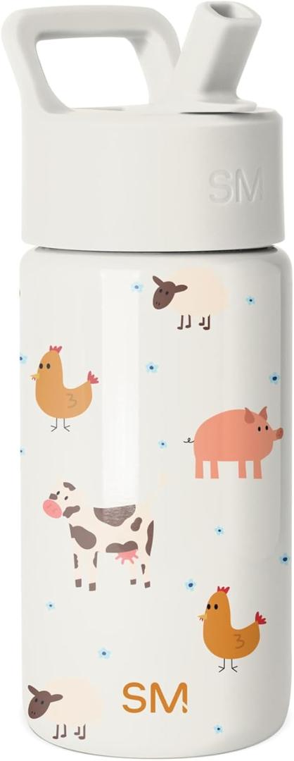 Simple Modern Kids Summit Water Bottle with Straw Lid | 14oz Stainless Steel Cup Insulated Tumbler for Toddlers, School | Farm Animals