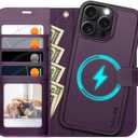 OCASE for iPhone 16 Pro Max Case Detachable Wallet Case with Card Holder, 2 in 1 Pu Leather Flip Folio with RFID Blocking Stand Wrist Strap Shockproof Phone Cover 6.9 Inch 2024, Dark Purple