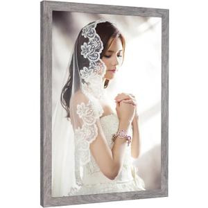 14x17 Frame Distressed Gray, Rustic 17x14 Picture Frame Grey, Art Pic Poster Frame, 14 by 17 Gallery Family Concert Portrait Photo Frame Anniversary/Birthday/Wedding/Thank you/Christmas Gift
