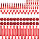 Yunsailing 96 Pcs Noisemakers Team Spirit Accessories for Back to School Include Hand Clappers Cheerleading Pom Pom Thunder Stick Cheer Party Blower Plastic Whistle for Spirit Week Sport(Red)