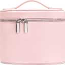 Cosmetic Case, Leather Makeup Bag, Portable Handheld Makeup Case, Detachable Compartments (M(8*5.5*6in), pink)
