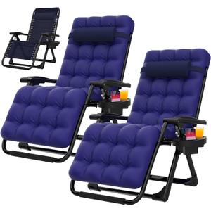 Suteck Zero Gravity Chairs Set of 2, Reclining Camping Chair with Cushion
Anti Gravity Recliner Lounge Chair with Aluminum Alloy Lock & Cup Holder, 90-170° Adjustable, for Lawn Patio Indoor