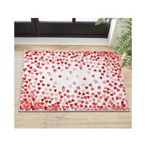 Artoid Mode Red Love Hearts Valentine's Day Area Rug, Anniversary Home Decor Low-Profile Washable Door Mat for Entryway Bedroom Living Room Laundry Room Indoor 2x3 Feet