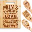Riviera Bamboo Wood Cutting Board with Wooden Spoons For Cooking, Mothers Day Gifts for Mom – Set of 3 Cooking Spoons as Mother's Day Gifts With Bamboo Cutting Board – Complete Mother Gifts