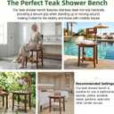 Shower Stool with Shelf and Handrails, Solid Water-Resistant Teak Shower Stool, Easy to Assemble, 300 lbs Capacity, 18.5 Inches, Ideal for Seniors, Kids & Those with Mobility Needs