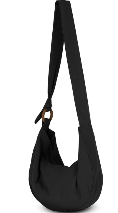 Hobo Crossbody Bag for Women – Handmade Cotton Boho Purse with Wooden Ring | Lightweight Slouchy Shoulder Sling Tote Bag