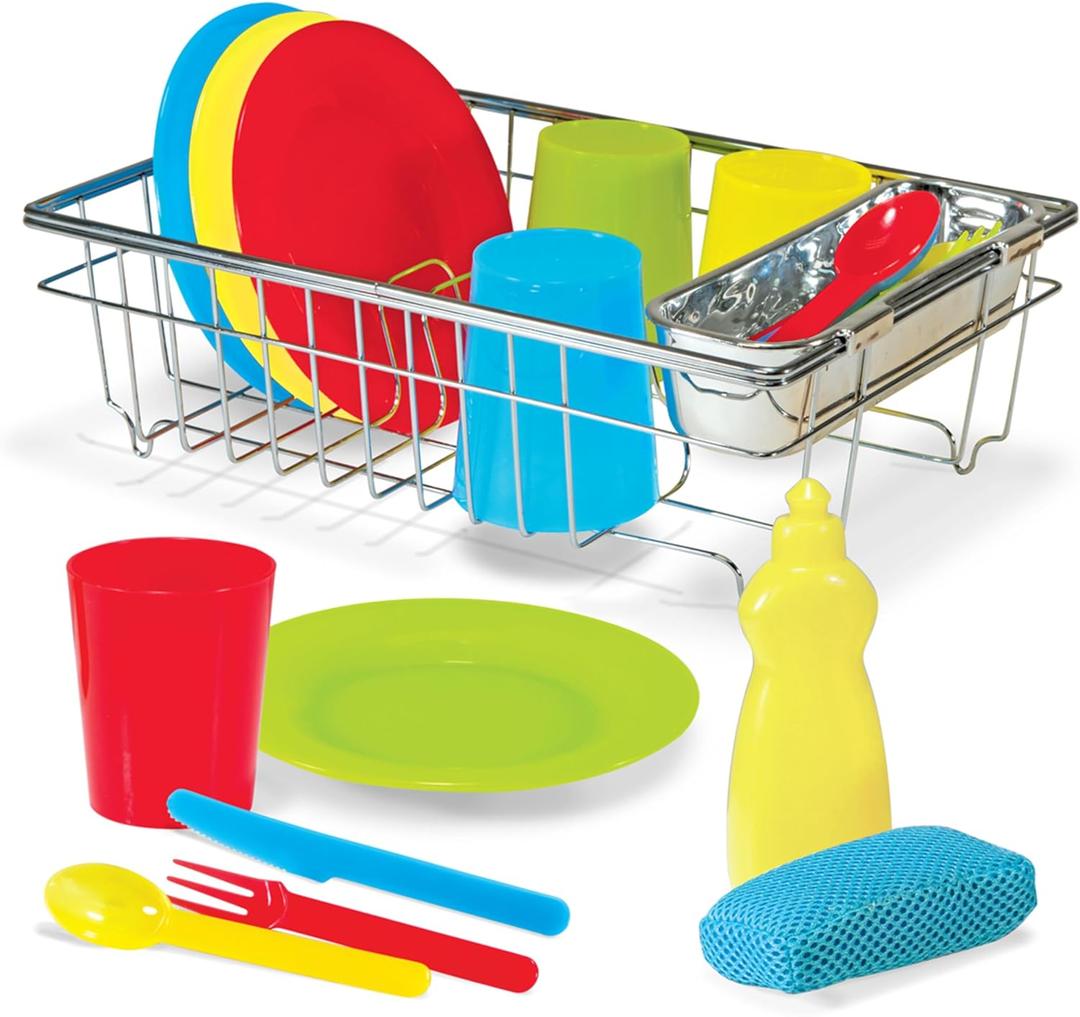 Melissa & Doug Wash and Dry Dish Set - 24 Pieces Kids Play Dishes, Play Kitchen Accessories, Toy Dishes for Kids Kitchen Ages 3+ Melissa & Doug Wash and Dry Dish Set - 24 Pieces Kids Play Dishes, Play Kitchen Accessories, Toy Dishes for Kids Kitchen Ages 3+