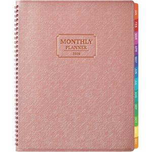Artfan 2026 Monthly Planner - 2026 Planner, 2026 Calendar Monthly Planner 12-Month with Tabs, 8.86" x 11.4", Saffiano Leather Planners 2026, Jan. 2026 - Dec. 2026 - Pink