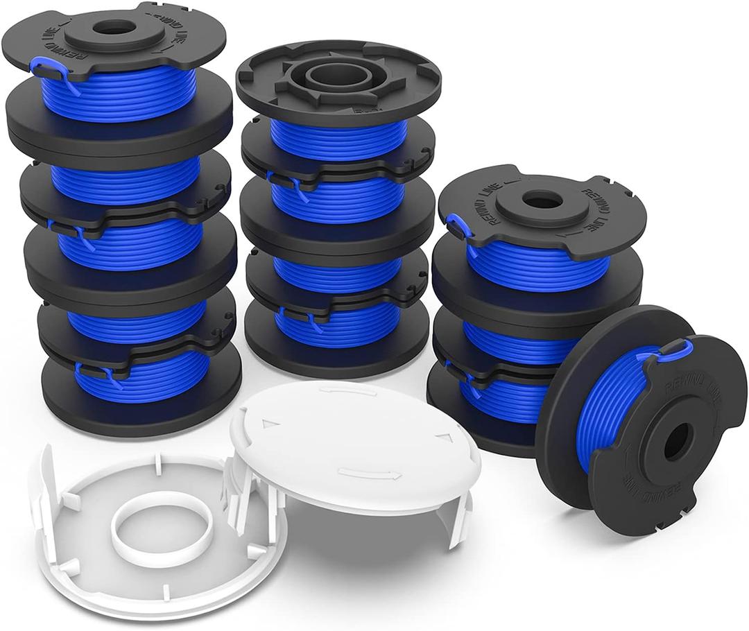 String Trimmer Spool Replacement for Ryobi One Plus AC14RL3A 18V 24V 40V, 11ft 0.065" Auto-Feed Cordless Weed Eater Spools Line with AC14HCA Cap Covers Parts (13 Spools, 2 Cap)