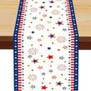 4th of July Table Runner, Patriotic Table Runner, 4th of July Table Decorations, Red White and Blue American Star Table Cover Memorial Day Runners for Indoor Outdoor Home Party Decoration (13" x 72")