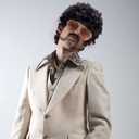 Gejoy Hippie Disco Costume Men Set Disco Wig Afro Headgear Gold Celebrity Sunglasses Funky Faux Chain for 50/60/70s Party Accessories(Black Hair)