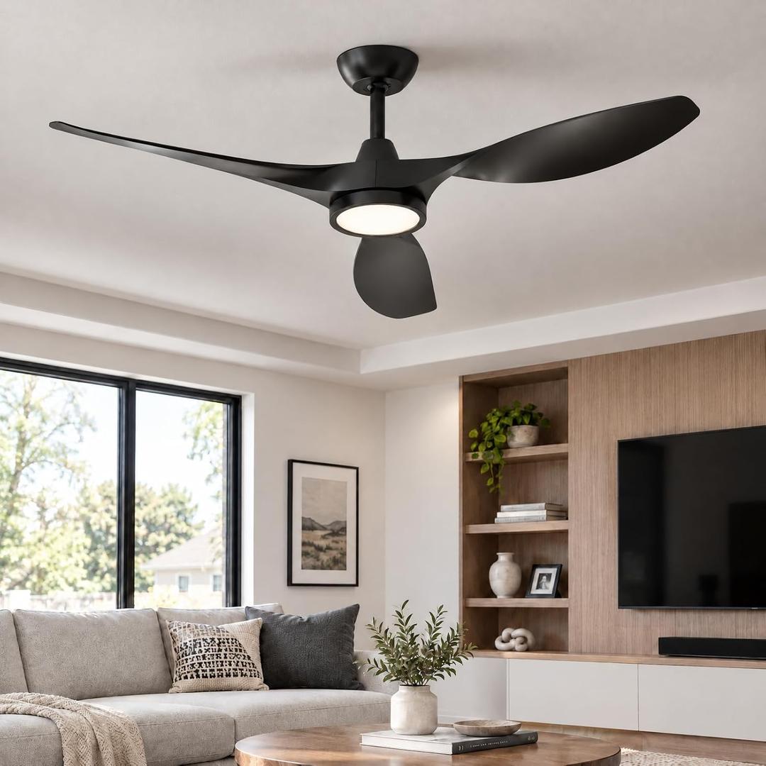 Roomratv 52 Inch Modern Ceiling Fan with Light, Dimmable, Remote Control