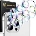 UniqueMe for 3 Pack iPhone 16 Pro/iPhone 16 Pro Max Camera Lens Protector - [Drop Protection] [Case Friendly] 9H Tempered Glass Camera Cover Screen [Update New Version] - Colorful