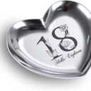 Hello 18 Birthday Stainless Steel Jewelry Tray Gifts Laser Engraved Heart Shape Dish Personalized 18th Birthday Gifts for Daughter Sister Granddaughter Niece Friend