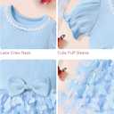 Qaoerde Baby Girl Dress Puff Sleeve Tutu Dress Butterfly Tulle Dress Flower Girl Birthday Party Princess Dresses (Blue)