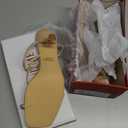 Carcuume Women's Square Toe Heeled Sandals Strappy Kitten Heels (Size 11, Nude Pu)