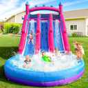 Inflatable Commercial Grade Water Slide with Water Tube and Blower for Kids and Adults All Age 21 x 12 x 9 FT Wet and Dry Huge PVC Pool for Summer Party-Oxford-Double Slide-Pink