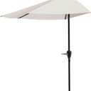 Half Umbrella Outdoor Patio Shade - 9 ft Patio Umbrella with Easy Crank - Small Canopy for Balcony, Table, or Deck by Pure Garden (Champagne)