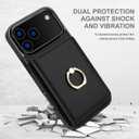 TIANLI Compatible with iPhone 17 Pro Max Wallet Case with Card Holder, 360° Rotation Ring Kickstand RFID Blocking PU Leather Double Magnetic Clasp Shockproof Cover for Women Man, Black