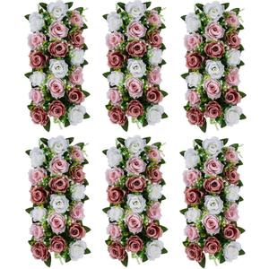 Flower Table Decorations for Wedding - 6 Pcs Artificial Table Flower Arrangement, Weeding Rose Floral Centerpieces for Reception, Table Runner, Dining Table, Living Room, Kitchen, Dusty Rose