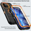 KECAI for iPhone 13 Pro Case with Belt Clip Holster & Kickstand,Built-in Screen Protector,Heavy Duty Shockproof Drop Protection Military Grade Full Body Rugged Phone Cover(Black/Orange)