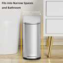 KSSKSS 2.6 Gallon Slim Bathroom Trash Can with Soft Close Lid, 10L Stainless Steel Garbage Can with Removable Liner Bucket, for Narrow Spaces,Bathroom, Bedroom (Silver)