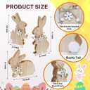 WellSign Easter Bunny Table Wooden Sign Decorations for Home, 3 Pieces Farmhouse Rabbit with Pompom Ball for Tabletop tiered tray Shelf Mantel Party Outdoor Indoor Decor