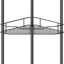 HuggieGems 5 Tier Floor Standing Corner Shower Caddy Organizer Shelf with Hooks, Bathroom Shelves Stand Rack, Black