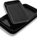 DELLING Large Serving Platter, 16/14/12inch Black Serving Tray Set Rectangular Serving Platters for Party, Entertaining, Turkey Platter for Thanksgiving, Christmas, Microwave Dishwasher Oven Safe