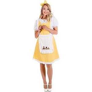 Womens Golden Hair Book Character Costume Halloween Teacher Womens Book Character Costumes for Adults S
