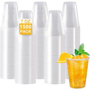 SIUQ 1500 Pack 7 oz Plastic Cups, Clear Disposable Cups, Cold Party Drinking Cups, Clear Plastic Cups Bulk for Party, Picnic, BBQ, Wedding, Travel