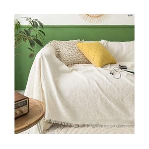 WJXBoos Throw Blankets for Couch,Solid Color Blanket with Tassels,Cozy Cotton Woven Knitted Herringbone Pattern Sofa Slipcover Bed Chair Towel Home Decor-White 180180cm