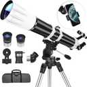 Hawkko Telescope, 90mm Aperture 900mm Astronomical Refractor Telescope for Adults High Powered - Multi-Coated Professional Telescopes for Astronomy Beginners with AZ Mount, Carry Bag, Phone Adapter