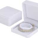 LETURE 2 Pieces Velvet Bracelet Boxes for Jewelry Gift, Classic Jewelry Box Storage Case Organizer Holder for Wedding, Engagement, Proposal, Birthday and Anniversary (White)