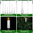 21 Set Christmas Candle Holder for Tree Vintage Traditional Metal Candleholder with Glass Teardrop Ornaments Retro Christian Decoration Hanging Clear Raindrop Ornament for Flameless Candles