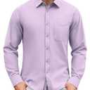 Lion Nardo Oxford Shirts for Mens Long Sleeve Dress Shirts Business Casual Button Down Shirts Untucked Shirts for Men Lavender, Size 3XL