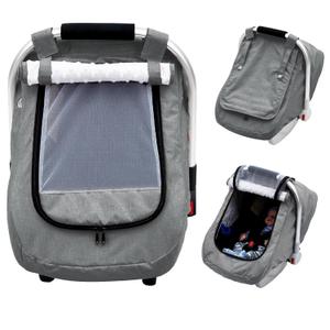 Waterproof Baby Car Seat Cover, Infant Car Seat Cover Canopy with 2 Breathable Vents, Warm Carseat Cover with Mesh Window for Cold Weather, Univeral Baby Carrier Cover for Doona (Gray)