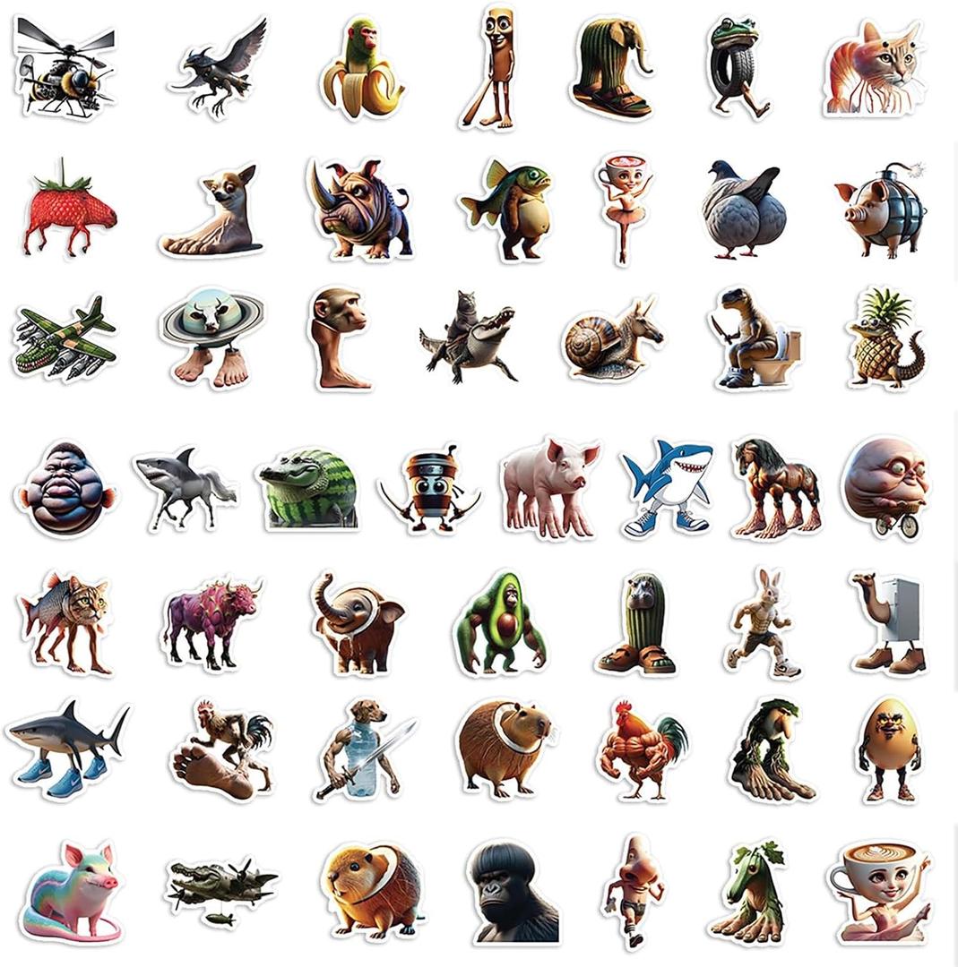 Italian Brainrot Stickers Pack of 200 Pcs - 100 Neon & 100 Colorful Vibe Stickers for Journals, Planners, Aesthetics, Laptops, DIY Crafts