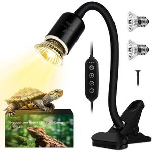 Reptile Heat Lamp Turtle Basking Light Bulbs with Cycle Timer, 360 Rotatable Dimmable Aquarium UVA UVB Reptile Light Bearded Dragon Tank Accessories 2 Pack Heat Bulbs for Turtle Lizard Snake Cage