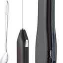 Electric Milk Frother Drink Mixer ROMAUNT Handheld Electric Battery Operated Frother Coffee Stainless Steel Foam Maker Perfect for Espresso, Latte, Cappuccino with Bonus Protective Case, Mix Spoon